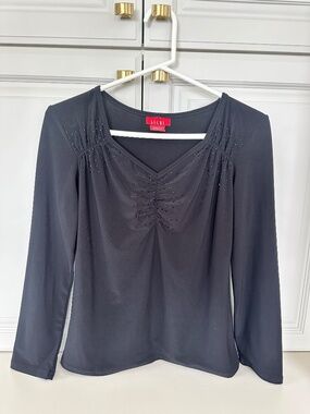 Womens Top M Lichi Jet Black Glass Crystals High Quality